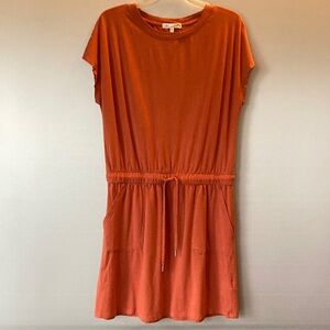 C&C California Barbara Coral Dolman Sleeve Crewneck Pocket Jersey Dress Size M